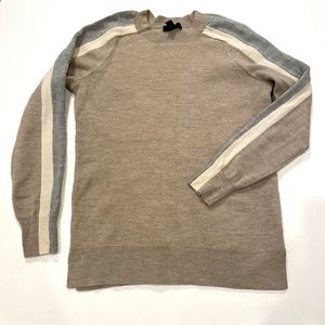 Pristine J Crew Brie tan gray ivory merino sweater S